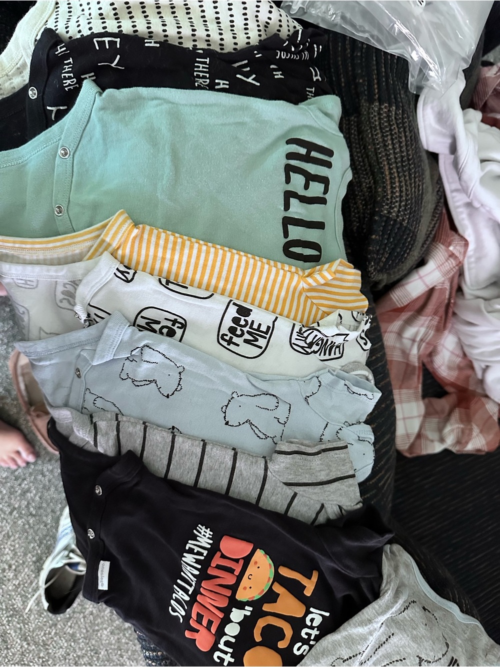 Assorted Baby Onesie Bundle with Mint, Yellow and Black Accents